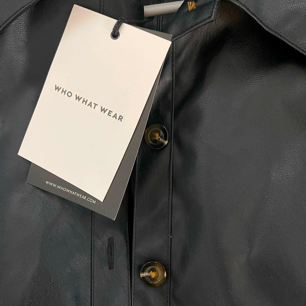 NWT FAUX LEATHER BUTTON DOWN!